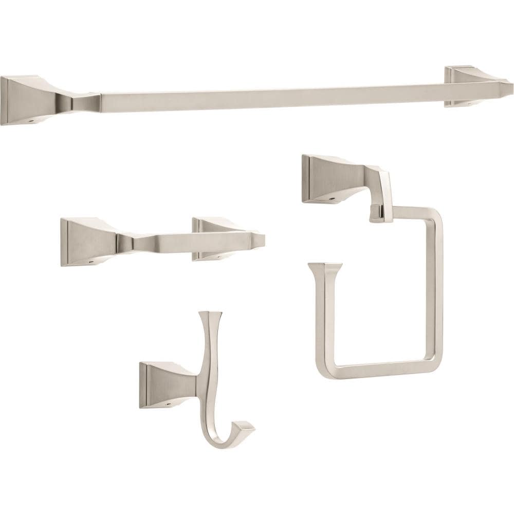 DELTA Dryden 4-Piece Decorative Bathroom Hardware Set, Brilliance Stainless Finish, 24-in Towel Bar