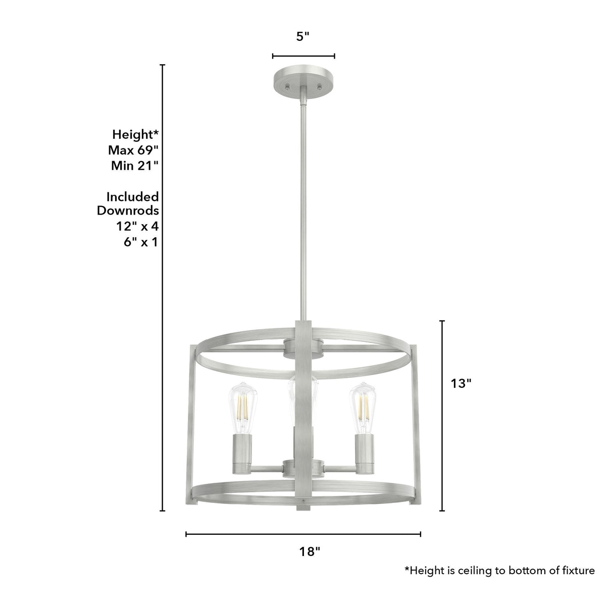 Hunter Astwood 4-Light Brushed Nickel Transitional Led Cage Chandelier