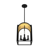 Hunter Dukestown 4-Light Natural Iron with Gold Leaf Transitional Lantern LED Medium Hanging Pendant Light