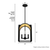 Hunter Dukestown 4-Light Natural Iron with Gold Leaf Transitional Lantern LED Medium Hanging Pendant Light