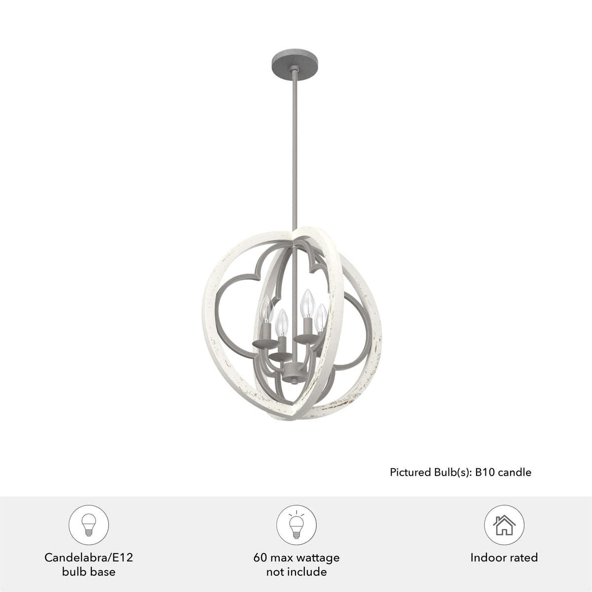Hunter Gablecrest 4-Light Concrete with Rustic White Rustic Geometric LED Medium Hanging Pendant Light
