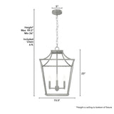 Hunter Laurel Ridge 4-Light Brushed Nickel Traditional Lantern LED Medium Hanging Pendant Light