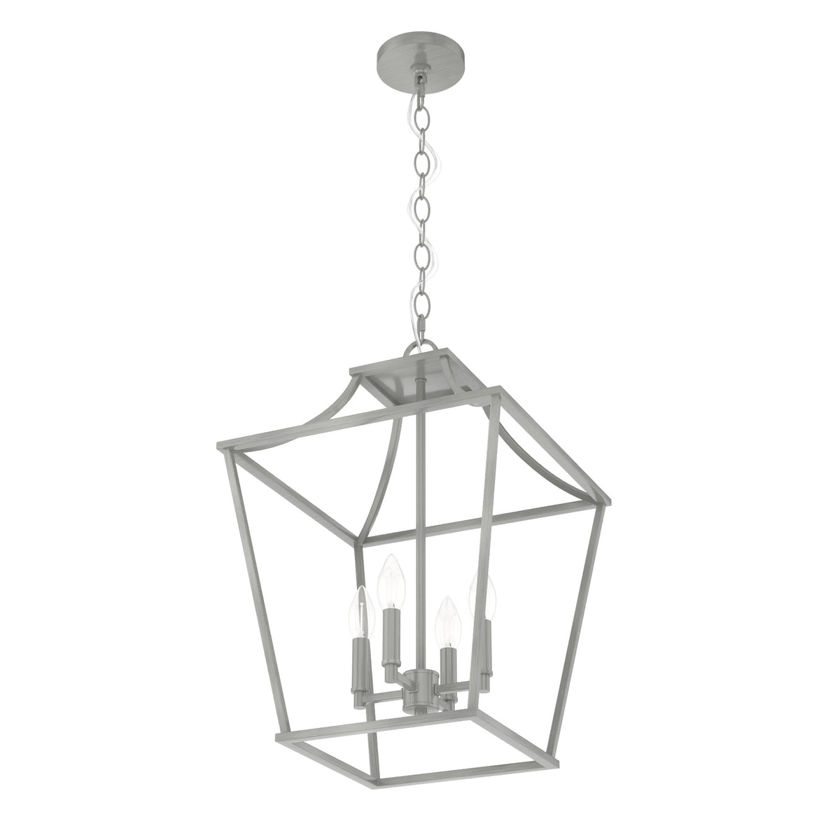 Hunter Laurel Ridge 4-Light Brushed Nickel Traditional Lantern LED Medium Hanging Pendant Light
