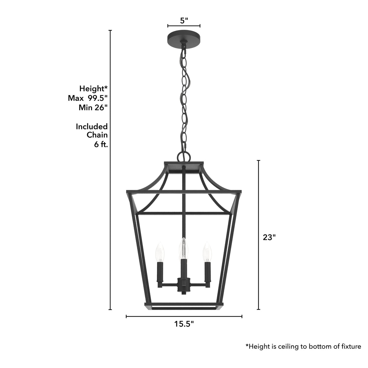 Hunter Laurel Ridge 4-Light Natural Iron Traditional Lantern LED Medium Hanging Pendant Light