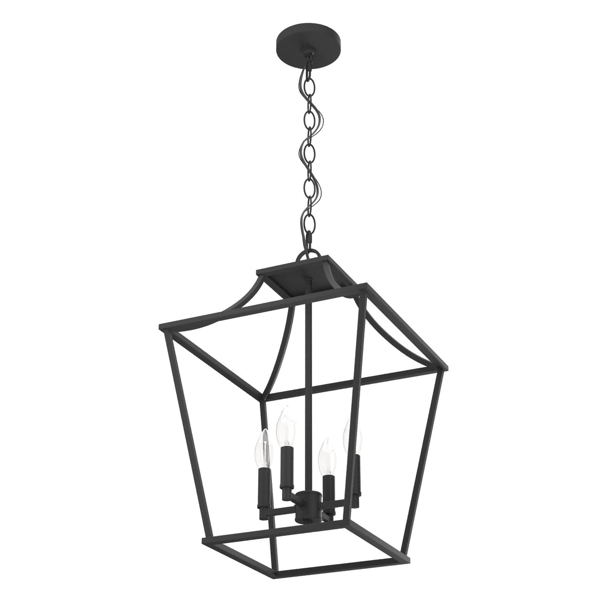 Hunter Laurel Ridge 4-Light Natural Iron Traditional Lantern LED Medium Hanging Pendant Light