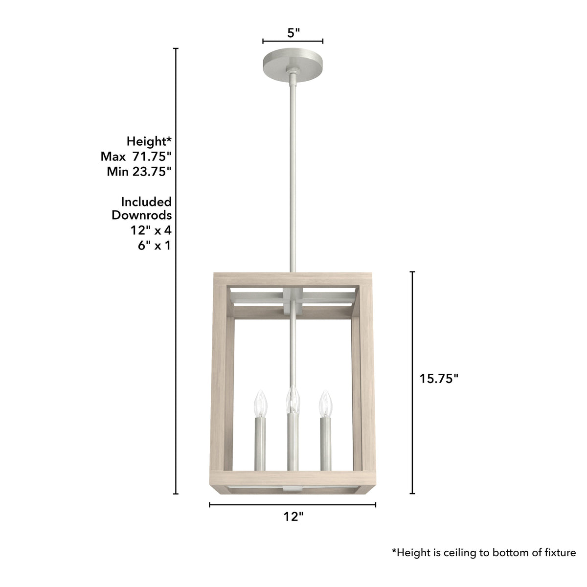 Hunter Squire Manor 4-Light Brushed Nickel Modern/Contemporary Lantern LED Medium Hanging Pendant Light