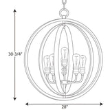 Progress Lighting Conestee 6-Light Graphite Coastal Globe Large Hanging Pendant Light