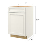 allen + roth McKeller 21-in W x 34.5-in H x 24-in D Linen 1-Drawer Base Fully Assembled Cabinet (Flat Panel Square Style)