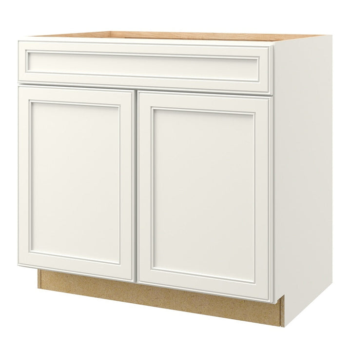allen + roth McKeller 36-in W x 34.5-in H x 24-in D Linen 1-Drawer Base Fully Assembled Cabinet (Flat Panel Square Style)