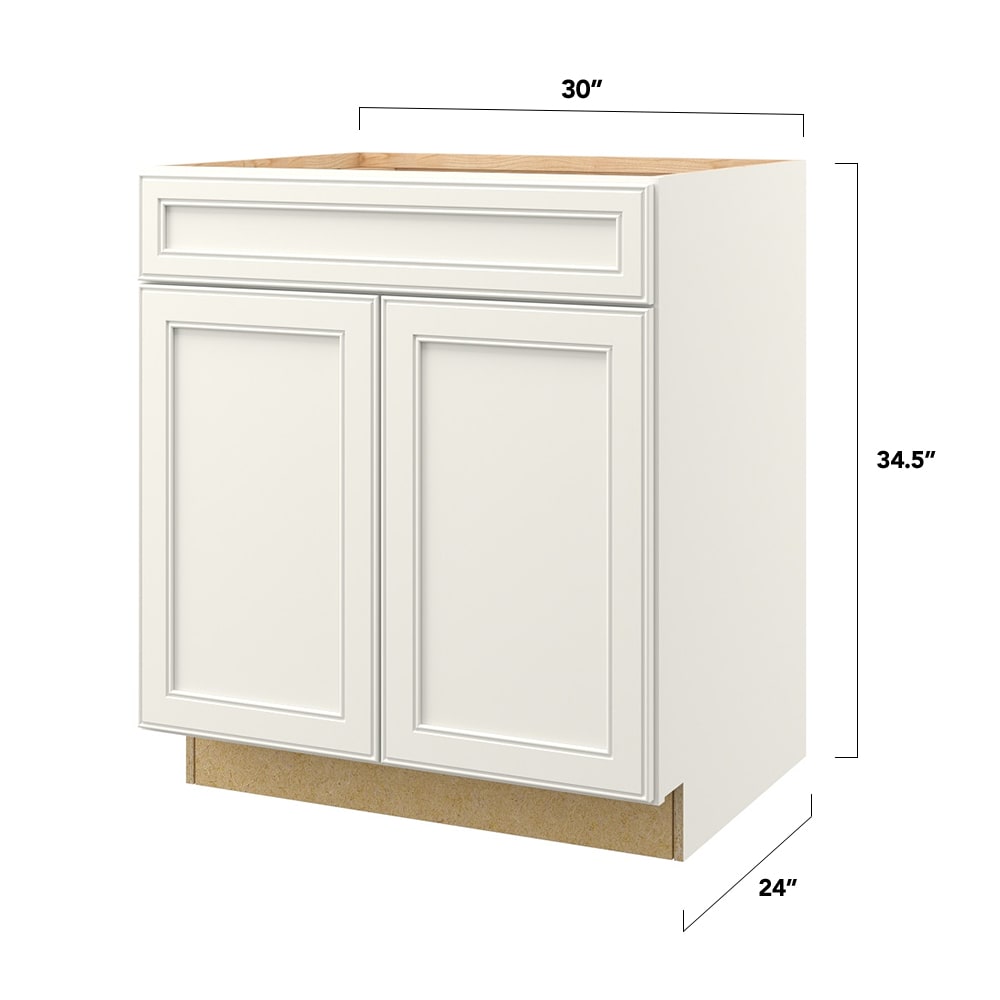 allen + roth McKeller 30-in W x 34.5-in H x 24-in D Linen 1-Drawer Base Fully Assembled Cabinet (Flat Panel Mitered Style)