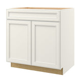 allen + roth McKeller 33-in W x 34.5-in H x 24-in D Linen 1-Drawer Base Fully Assembled Cabinet (Flat Panel Mitered Style)