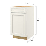 allen + roth McKeller 18-in W x 34.5-in H x 24-in D Linen 1-Drawer Base Fully Assembled Cabinet (Flat Panel Square Style)