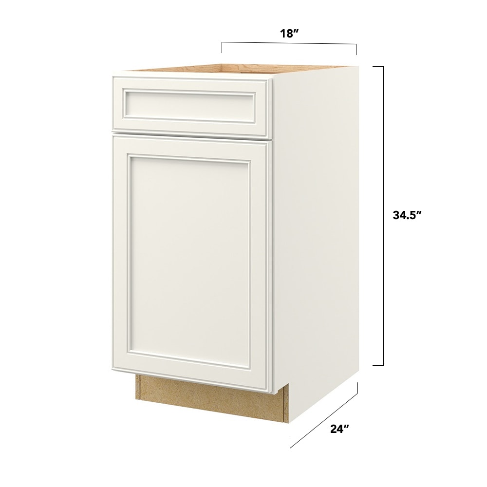 allen + roth McKeller 18-in W x 34.5-in H x 24-in D Linen 1-Drawer Base Fully Assembled Cabinet (Flat Panel Mitered Style)