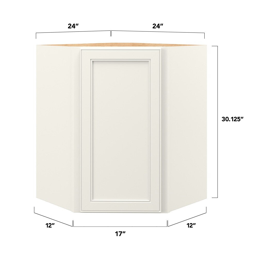 allen + roth McKeller 24-in W x 30.125-in H x 12-in D Linen Diagonal Corner Wall Fully Assembled Cabinet (Flat Panel Square Style)