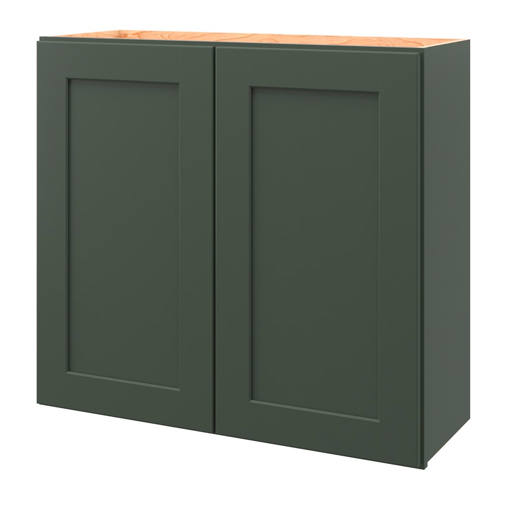 allen + roth Galway 33-in W x 30.125-in H x 12-in D Sage Wall Fully Assembled Cabinet (Flat Panel Shaker Door Style)