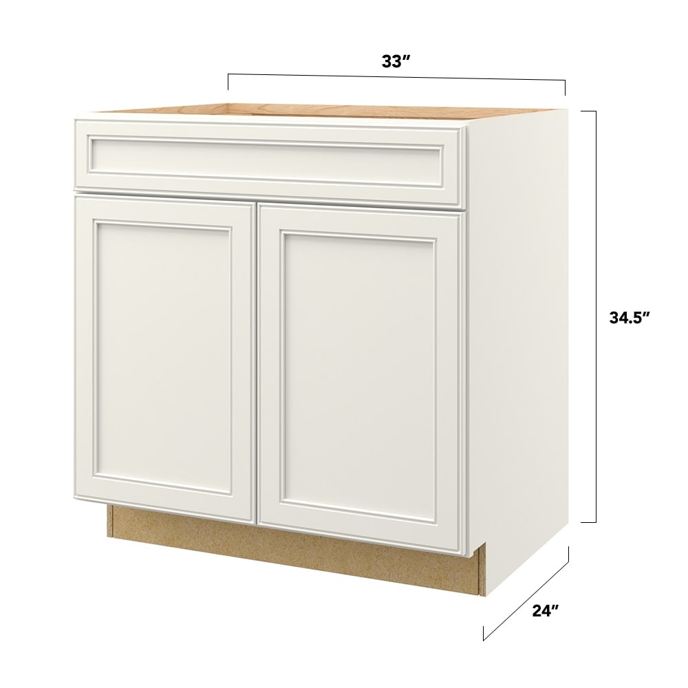 allen + roth McKeller 33-in W x 34.5-in H x 24-in D Linen 1-Drawer Base Fully Assembled Cabinet (Flat Panel Mitered Style)