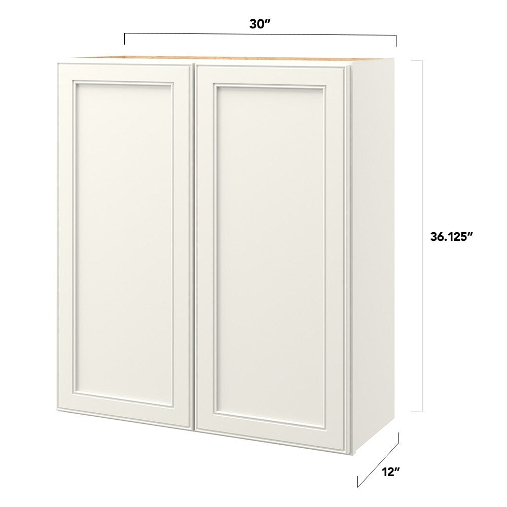 allen + roth McKeller 30-in W x 36.125-in H x 12-in D Linen Wall Fully Assembled Cabinet (Flat Panel Square Door Style)