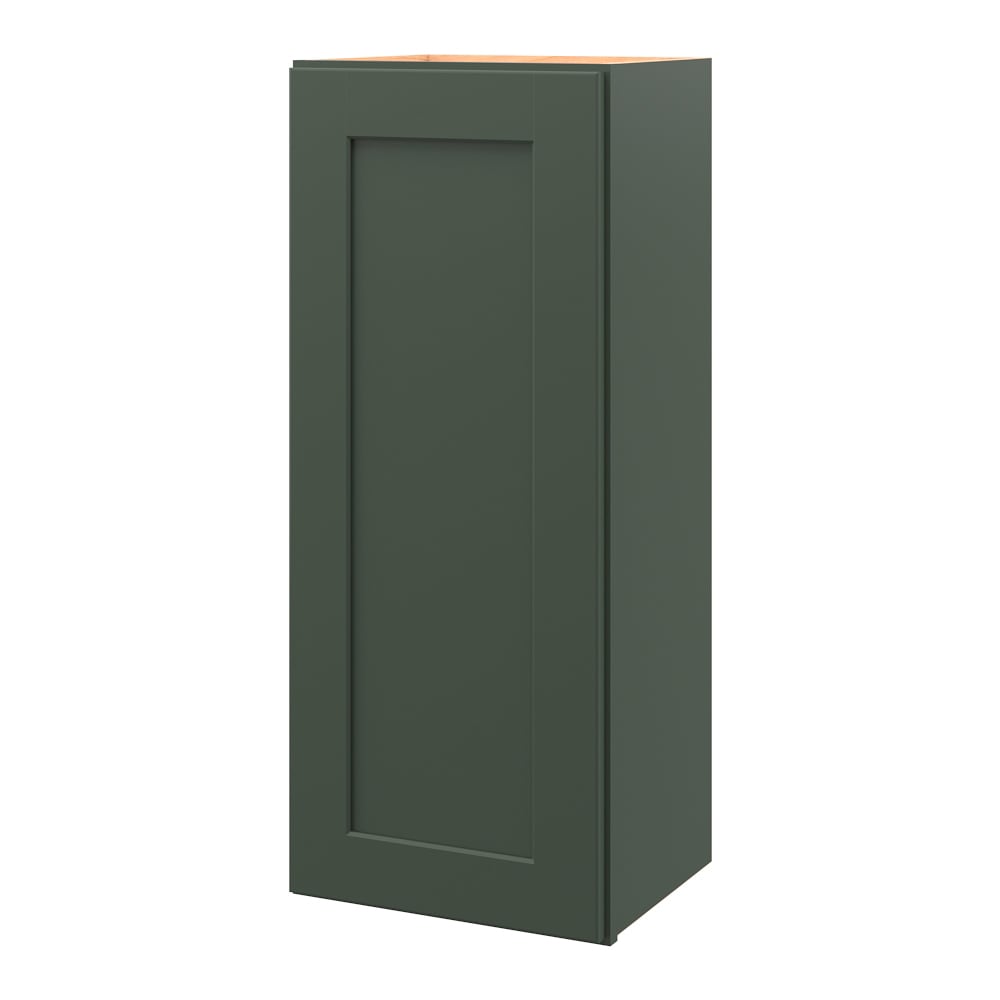 allen + roth Galway 15-in W x 36.125-in H x 12-in D Sage Wall Fully Assembled Cabinet (Flat Panel Shaker Door Style)