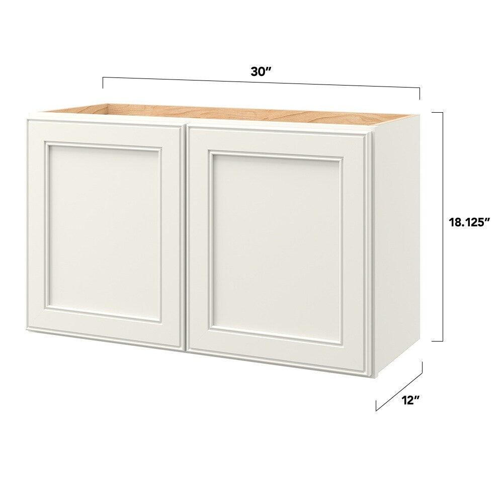 allen + roth McKeller 30-in W x 18.125-in H x 12-in D Linen Wall Fully Assembled Cabinet (Flat Panel Square Door Style)