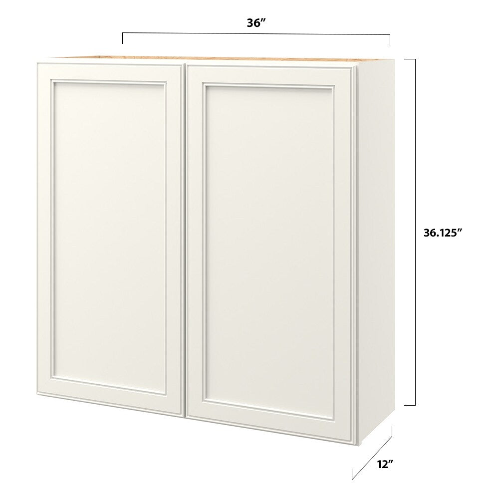 allen + roth McKeller 36-in W x 36.125-in H x 12-in D Linen Wall Fully Assembled Cabinet (Flat Panel Square Door Style)