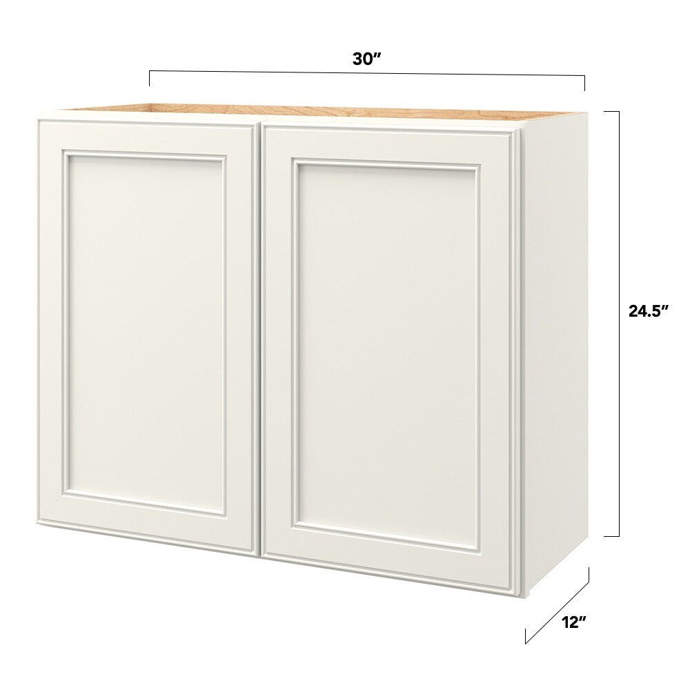 allen + roth McKeller 30-in W x 24.5-in H x 12-in D Linen Wall Fully Assembled Cabinet (Flat Panel Square Door Style)