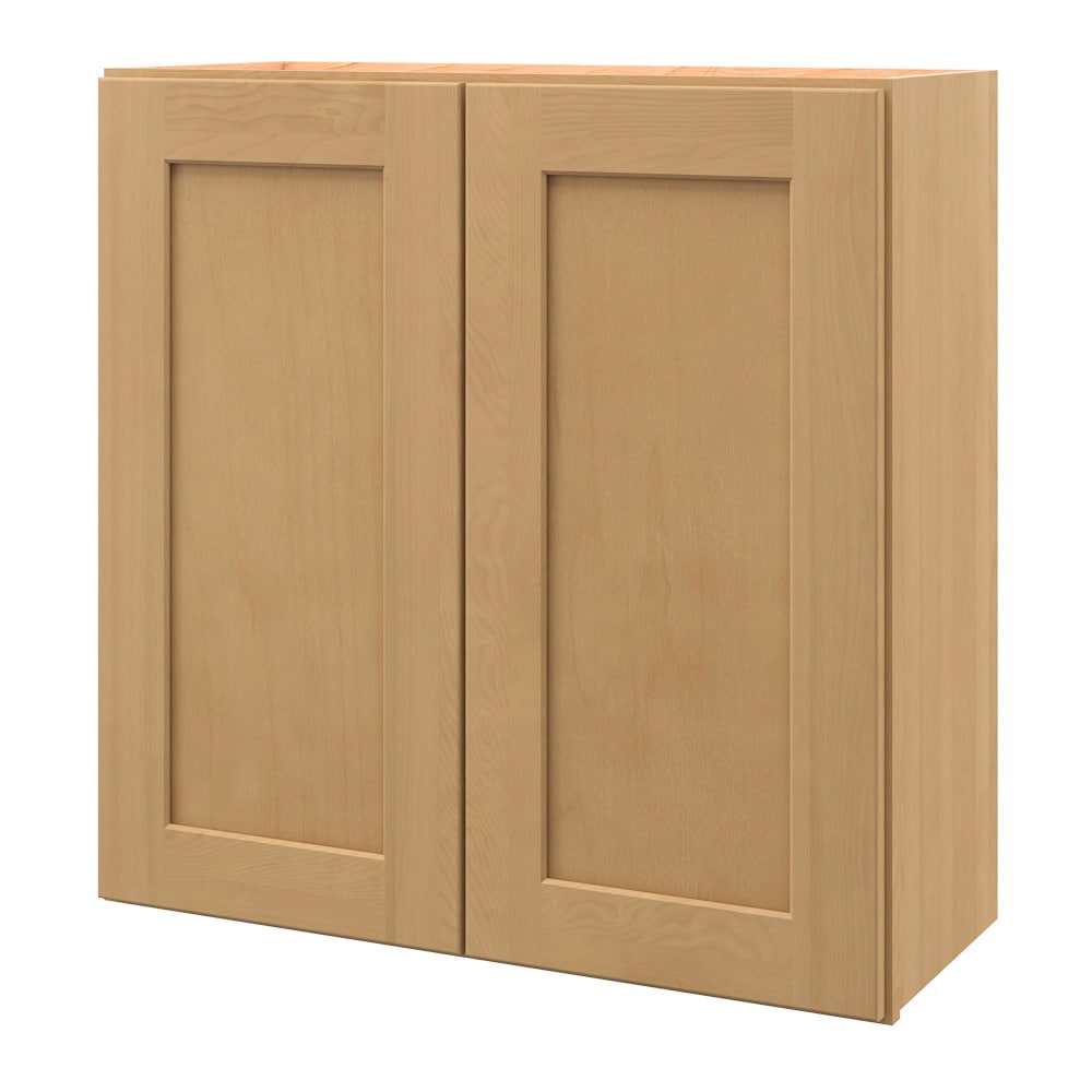 allen + roth Innsbrook 30-in W x 30.125-in H x 12-in D Rye Wall Fully Assembled Cabinet (Flat Panel Shaker Door Style)