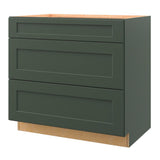 allen + roth Galway 36-in W x 34.5-in H x 24-in D Sage 3-Drawer Base Fully Assembled Cabinet (Flat Panel Style)