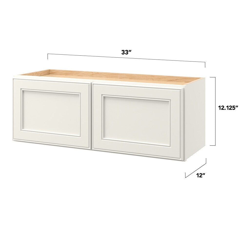 allen + roth McKeller 33-in W x 12.125-in H x 12-in D Linen Wall Fully Assembled Cabinet (Flat Panel Square Door Style)