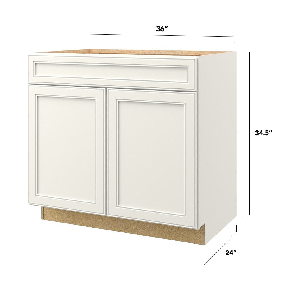 allen + roth McKeller 36-in W x 34.5-in H x 24-in D Linen Base Fully Assembled Cabinet (Flat Panel Mitered Door Style)