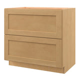 allen + roth Innsbrook 36-in W x 34.5-in H x 24-in D Rye 2-Drawer Base Fully Assembled Cabinet (Flat Panel Style)