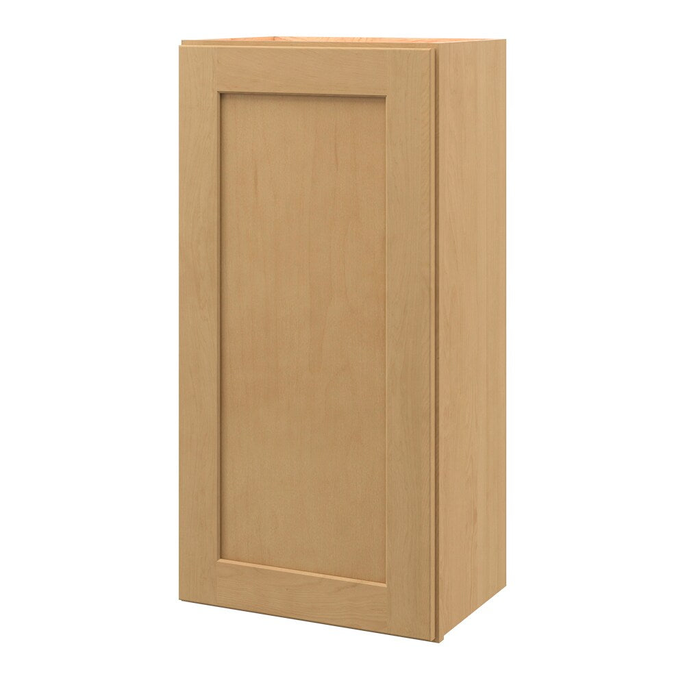 allen + roth Innsbrook 18-in W x 36.125-in H x 12-in D Rye Wall Fully Assembled Cabinet (Flat Panel Shaker Door Style)