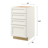 allen + roth McKeller 18-in W x 34.5-in H x 24-in D Linen 4-Drawer Base Fully Assembled Cabinet (Flat Panel Style)