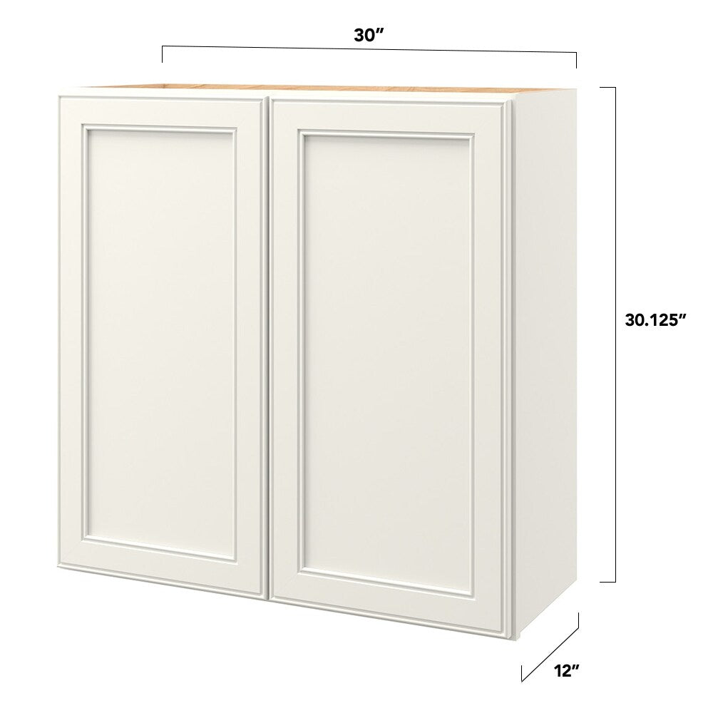 allen + roth McKeller 30-in W x 30.125-in H x 12-in D Linen Wall Fully Assembled Cabinet (Flat Panel Square Door Style)