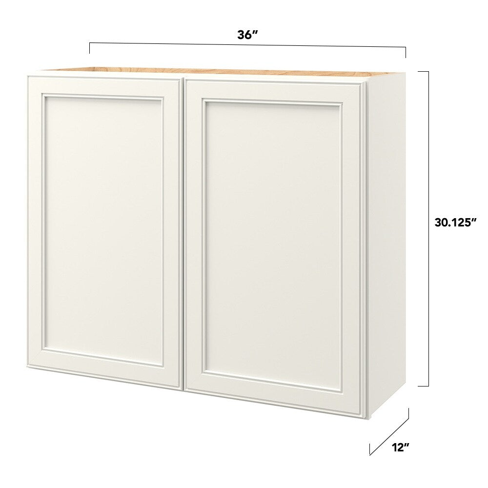 allen + roth McKeller 36-in W x 30.125-in H x 12-in D Linen Wall Fully Assembled Cabinet (Flat Panel Square Door Style)