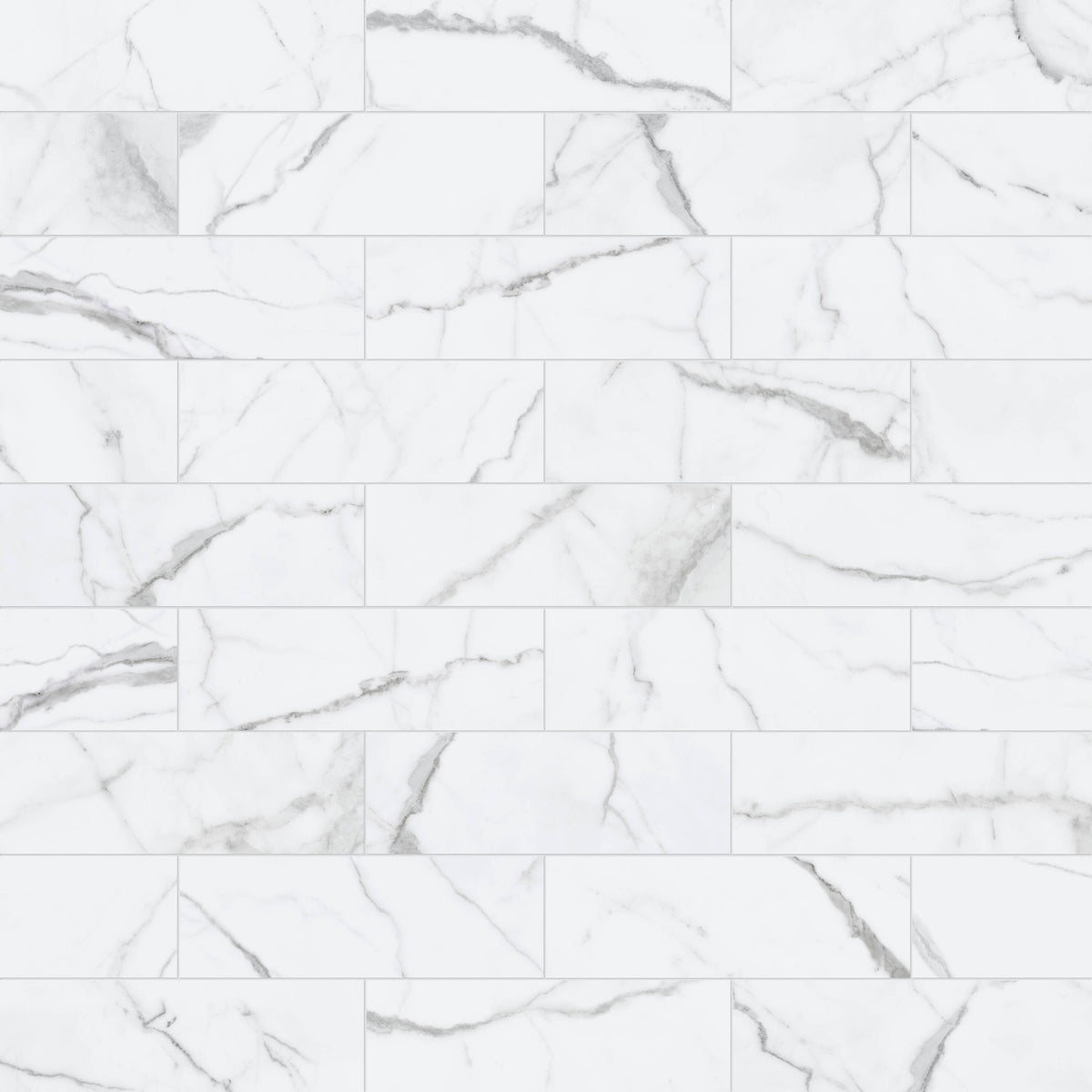 Satori Regent Statuario Glossy 4-in x 12-in Ceramic Marble-Look Wall Tile