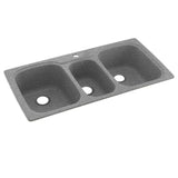 Swan Dual-Mount Solid Surface 44 in x 22 in 3-Hole 40/20/40 Triple Bowl Kitchen Sink in Gray Granite