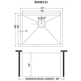 Ruvati Stainless Steel Undermount Laundry Sink with Drain - 21" x 18"