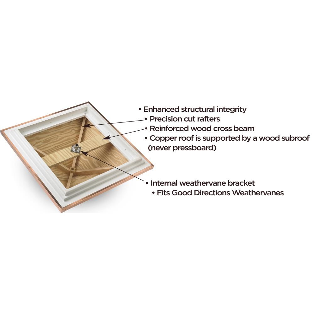 Good Directions Coventry Cupola with Copper Eagle Weathervane, 30-in x 40-in White Vinyl Cupola with 24-Gauge Copper Roof