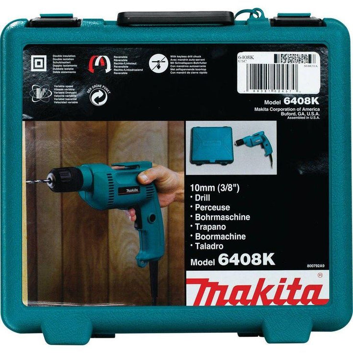 4.9 Amp 3/8 in. Corded Low Noise (79dB) Variable Speed Drill with Keyless Chuck and Hard Case