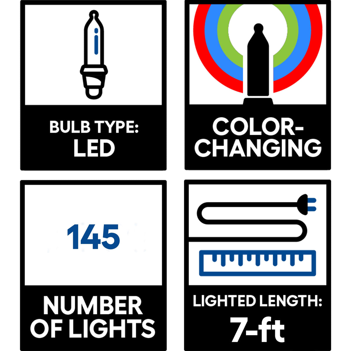 GE Color Choice 145-Count Multi-Function Color-Changing Mini LED Plug-In Christmas Icicle Lights, White Wire
