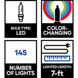 GE Color Choice 145-Count Multi-Function Color-Changing Mini LED Plug-In Christmas Icicle Lights, White Wire