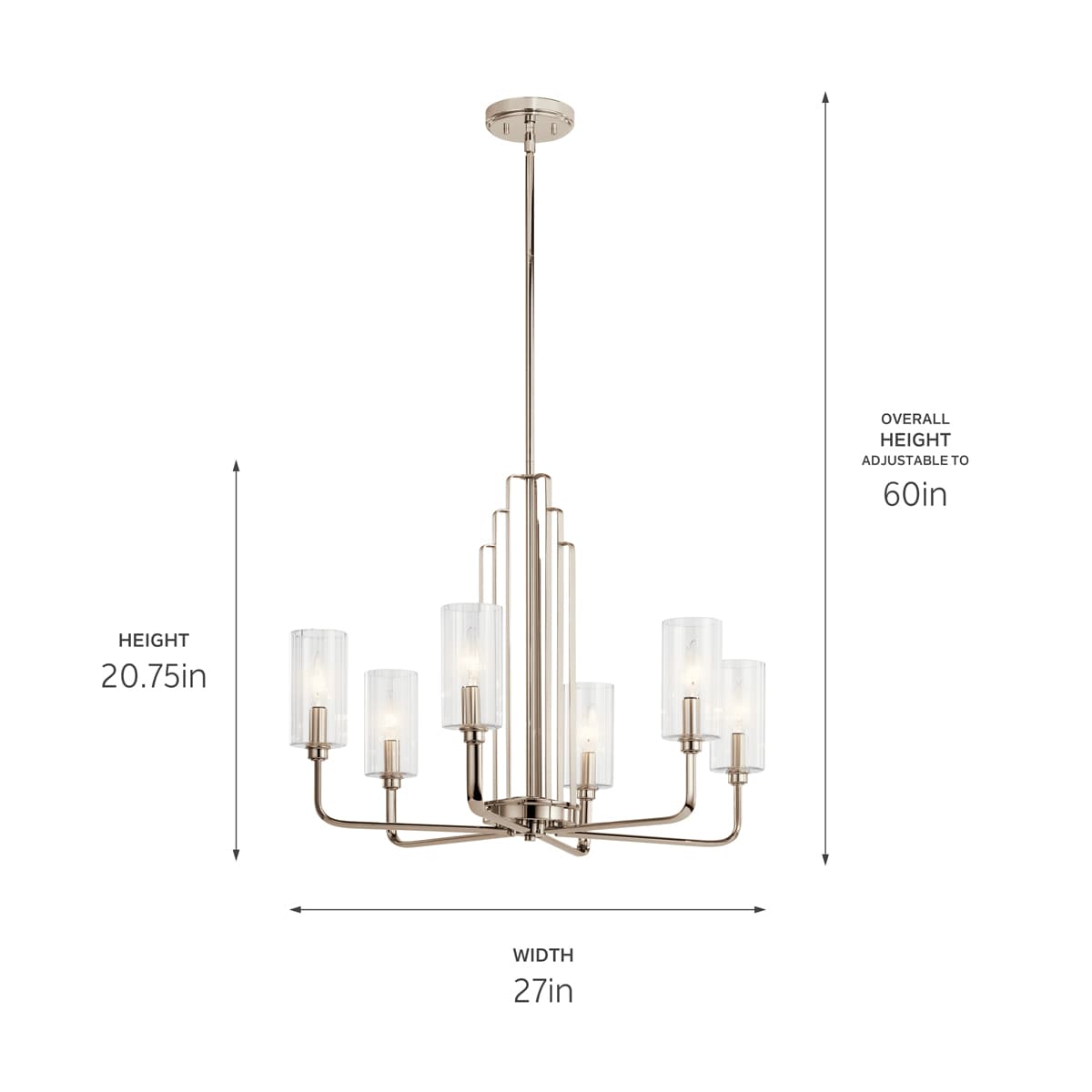 Kichler Kimrose 6-Light Polished Nickel Vintage Chandelier