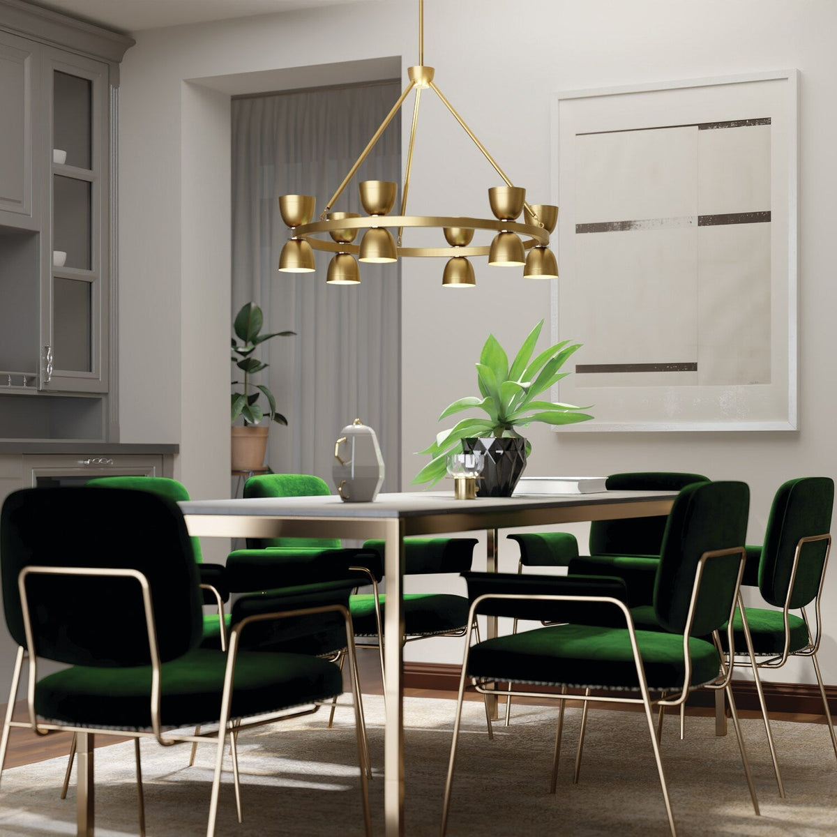 Kichler Baland 12-Light Brushed Mid-century Led Chandelier