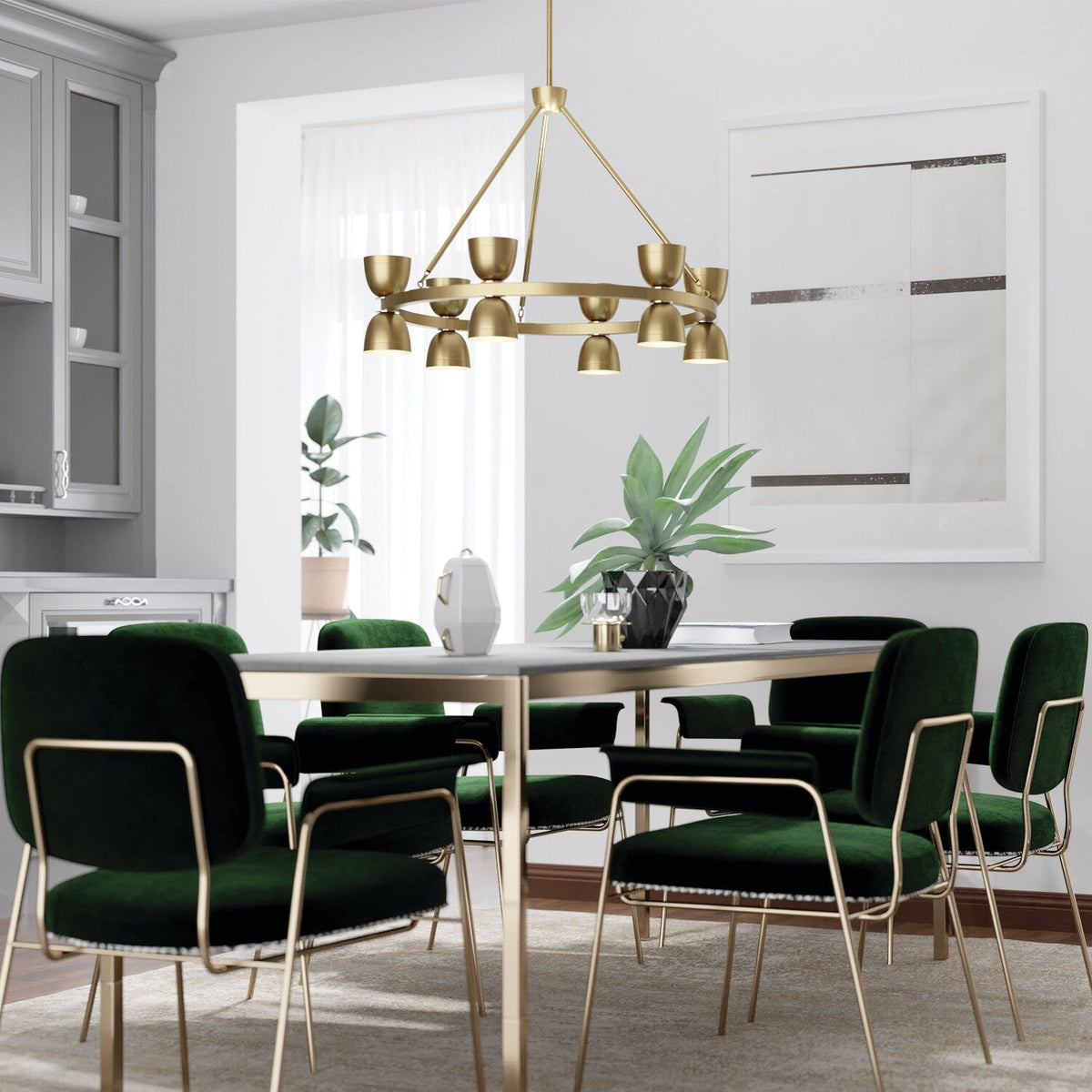 Kichler Baland 12-Light Brushed Mid-century Led Chandelier