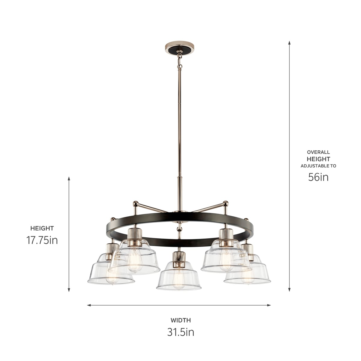 Kichler Eastmont 5-Light Polished Nickel Industrial Chandelier