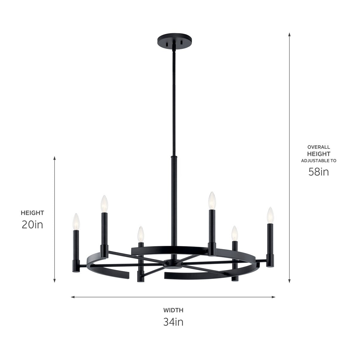 Kichler Tolani 6-Light Black Modern/Contemporary Chandelier