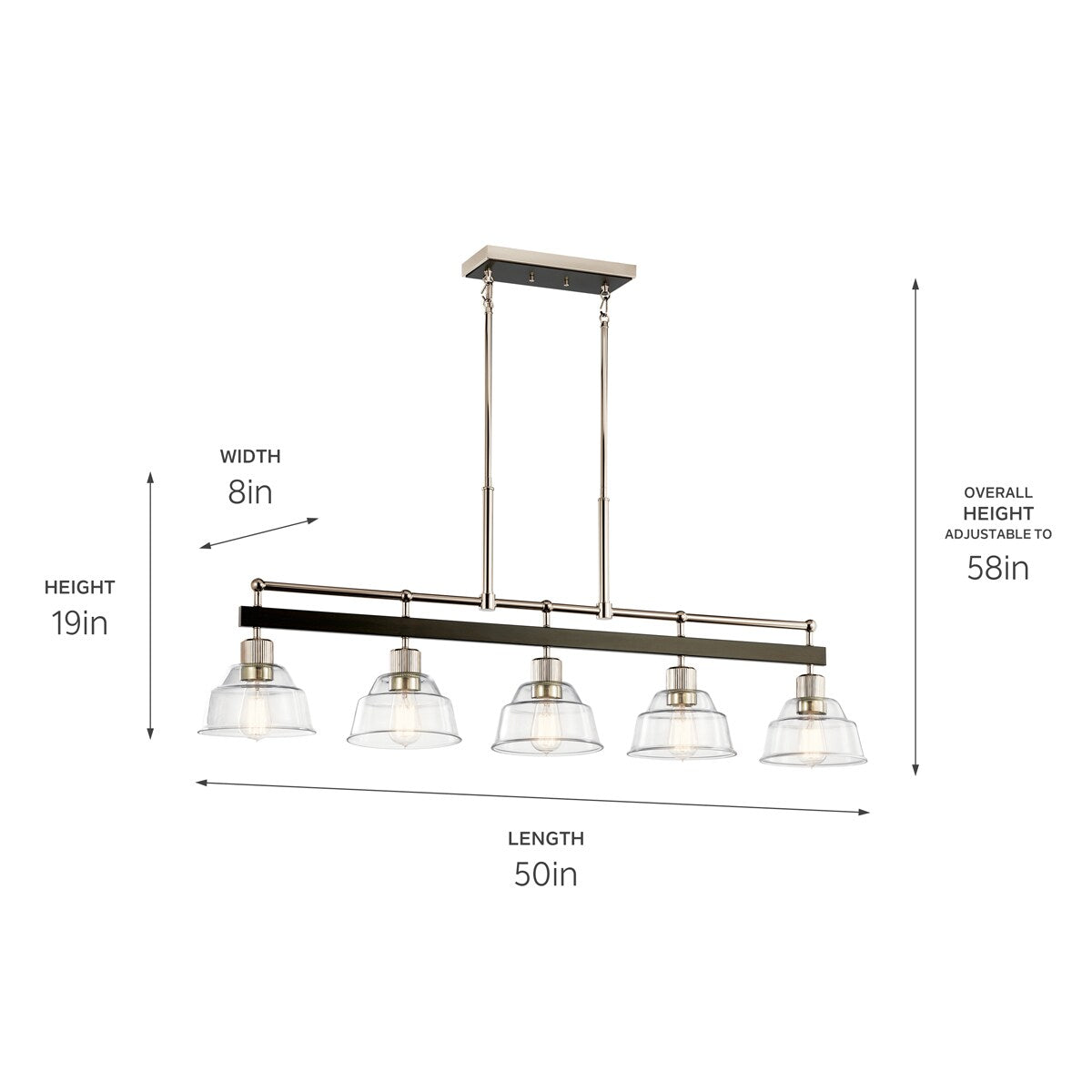 Kichler Eastmont 5-Light Polished Nickel Industrial Chandelier