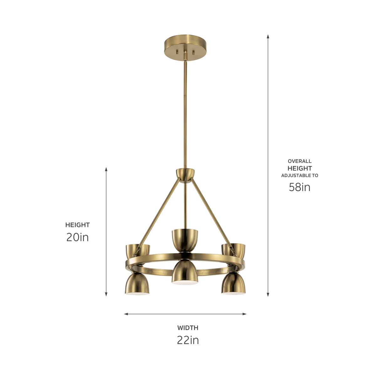 Kichler Baland 6-Light Brushed Mid-century Led Chandelier