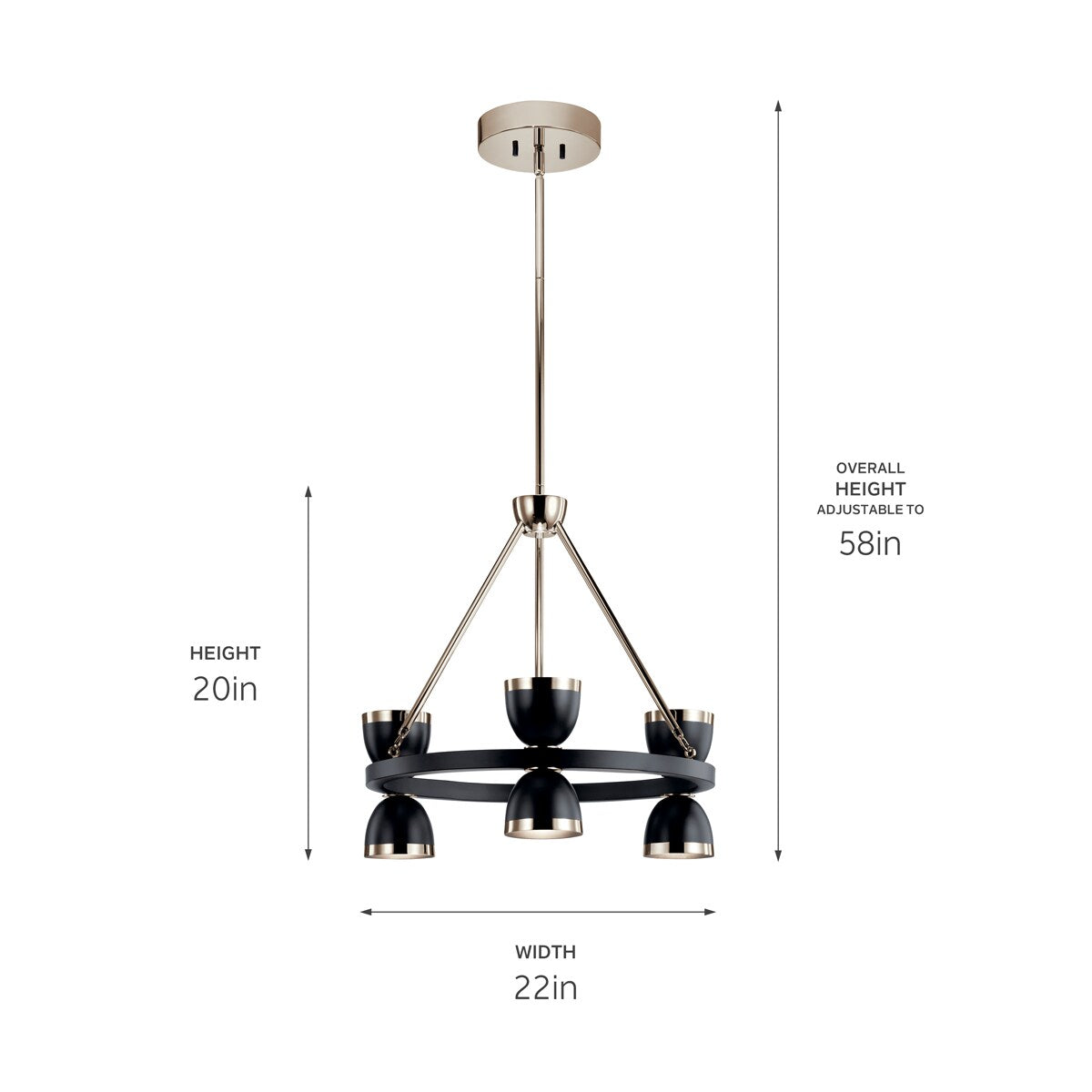 Kichler Baland 6-Light Black Mid-century Led Chandelier