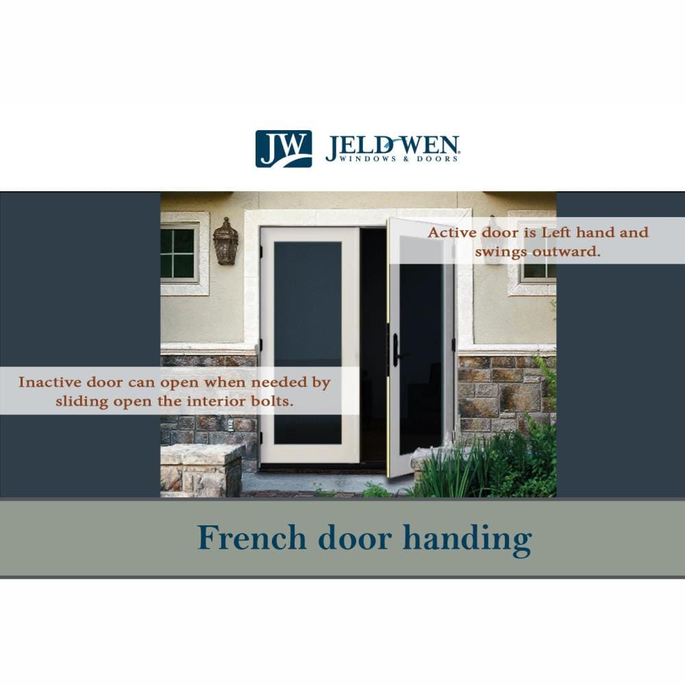 JELD-WEN 60-in x 80-in Fiberglass French, Left-hand outswing – feature callout